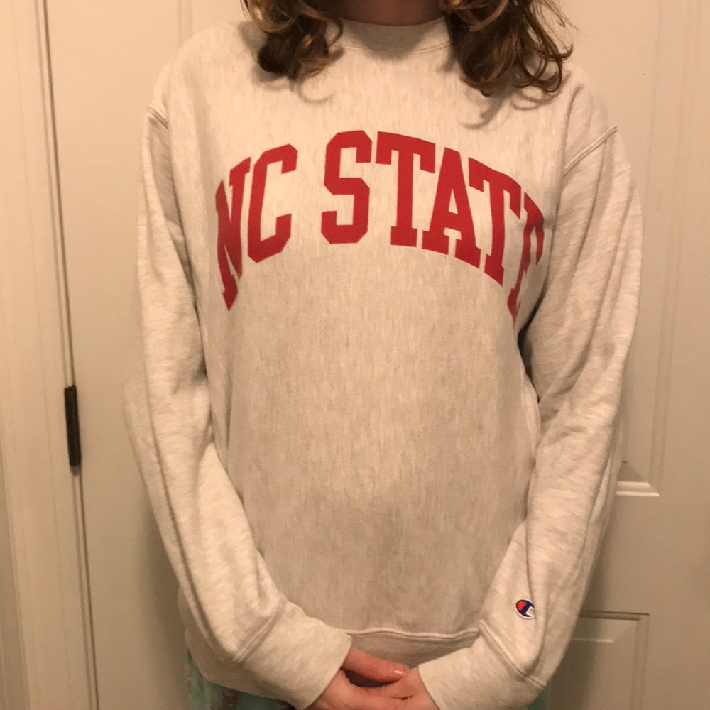 Heathered Gray Champion NC State Sweathsirt
